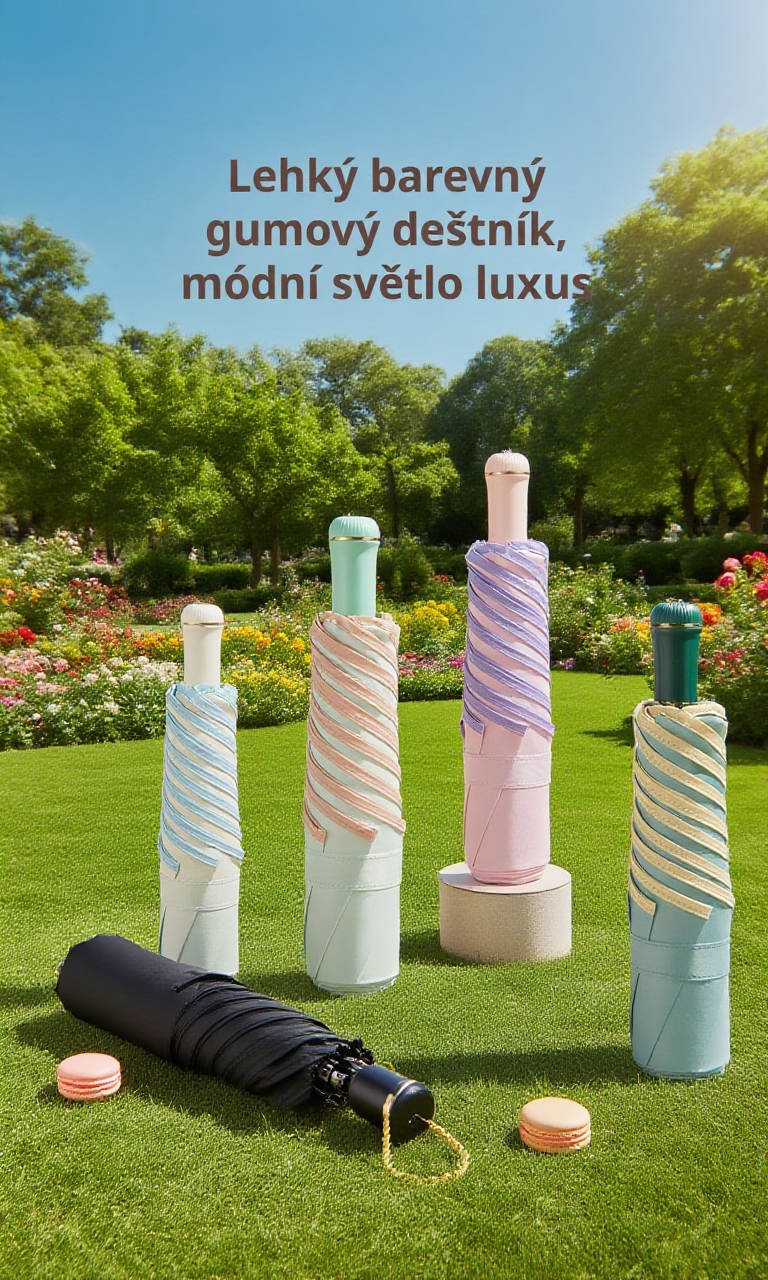 Malý skládací deštník v černé barvě