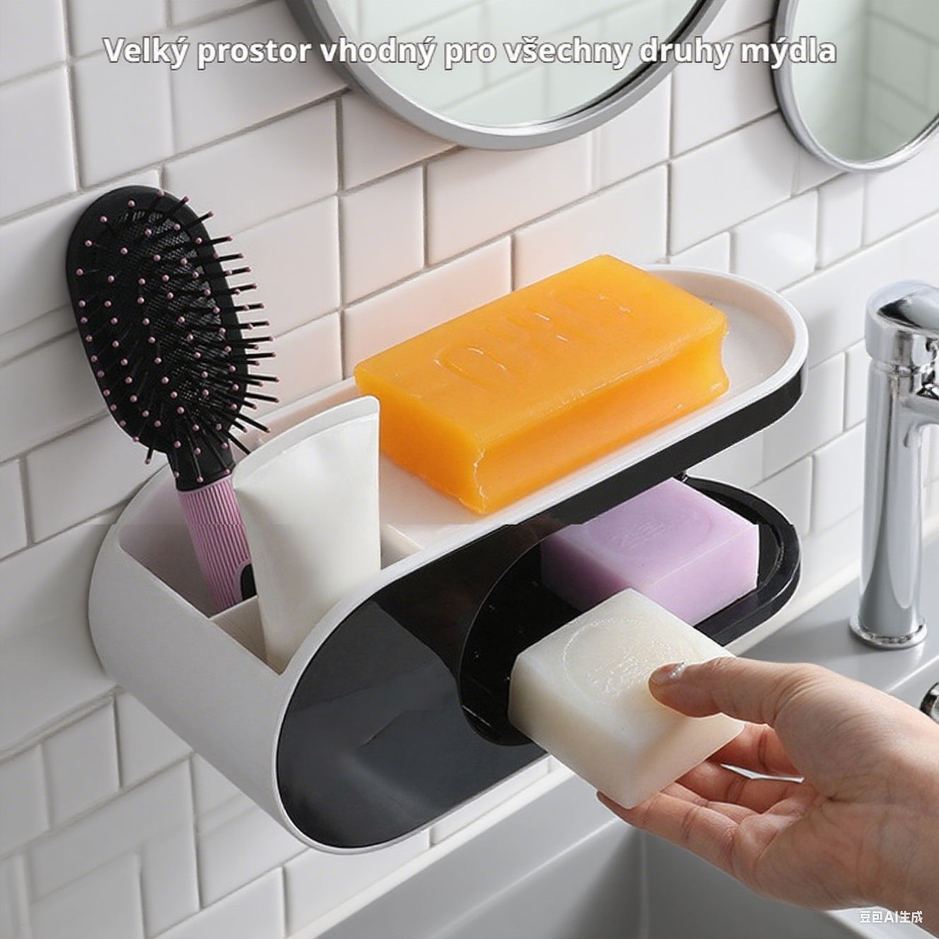 Dvouvrstvá mýdlová polička bez vrtání