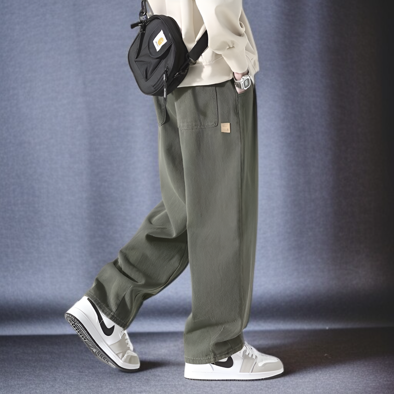 ヴィンテージスタイルのルーズストレートレッグパンツ