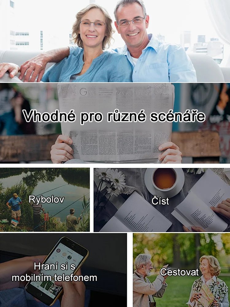 HD čtecí brýle: Automatické přiblížení a blokování modrého světla