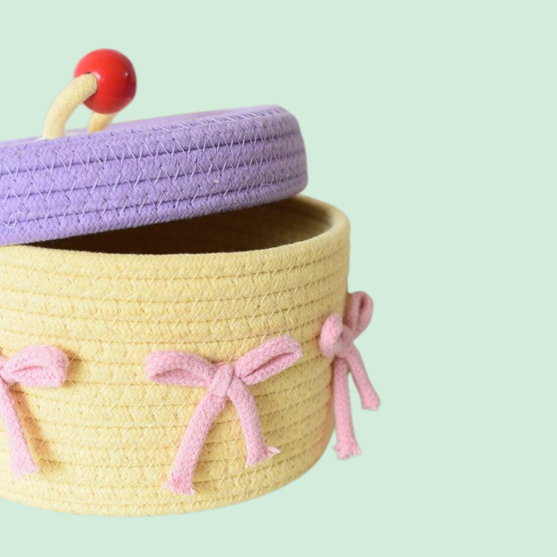 면 로프 뚜껑이 있는 잡화 수납 바구니, 가정용 침실 바구니