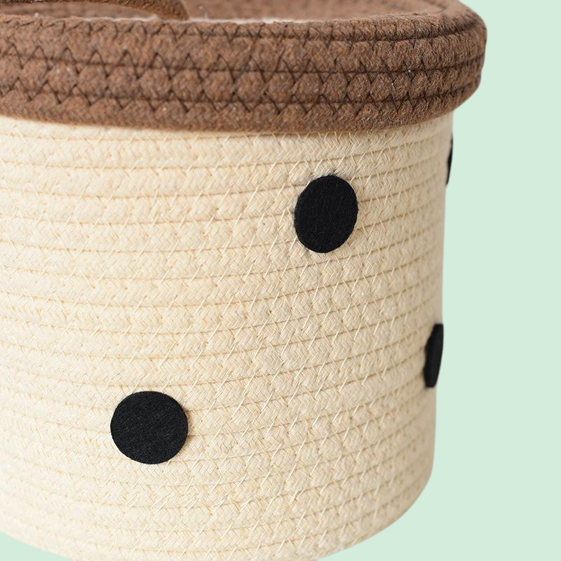 면 로프 뚜껑이 있는 잡화 수납 바구니, 가정용 침실 바구니