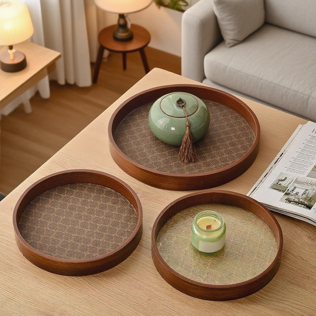中式復古收納託盤作為茶盤用途