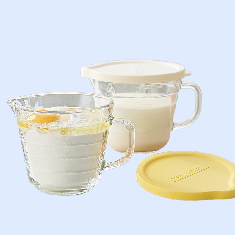 大容量のガラス製計量カップ 電子レンジ対応のガラスボウル 食品や果物を密閉した目盛り付き 鮮度保持保存ボウル