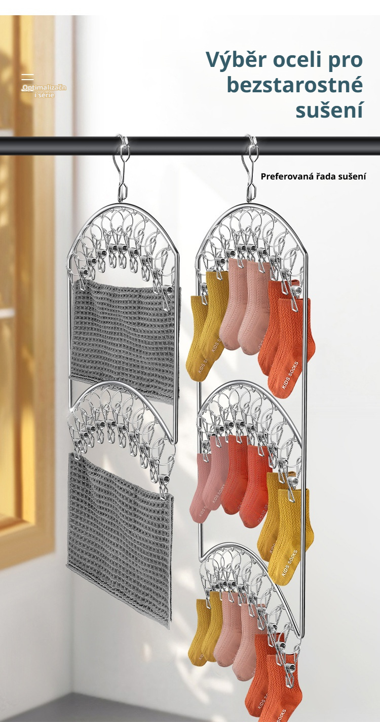 Prostorný sušák na prádlo z nerezové oceli