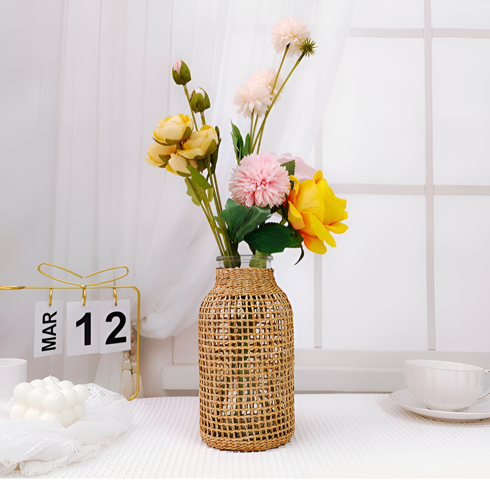 ストローガラスドライフラワー花瓶日本のクリエイティブな花瓶は、水中で植物を育てるのに使用できます。家の装飾の装飾品