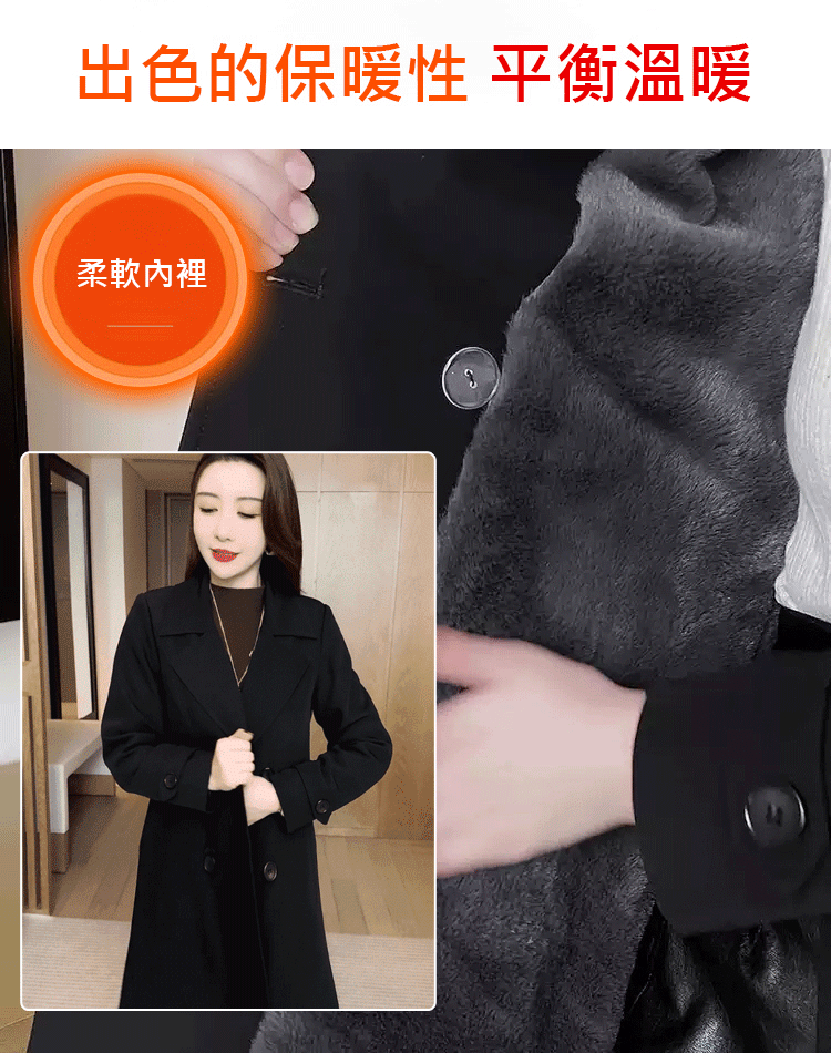 中長款加絨風衣外套