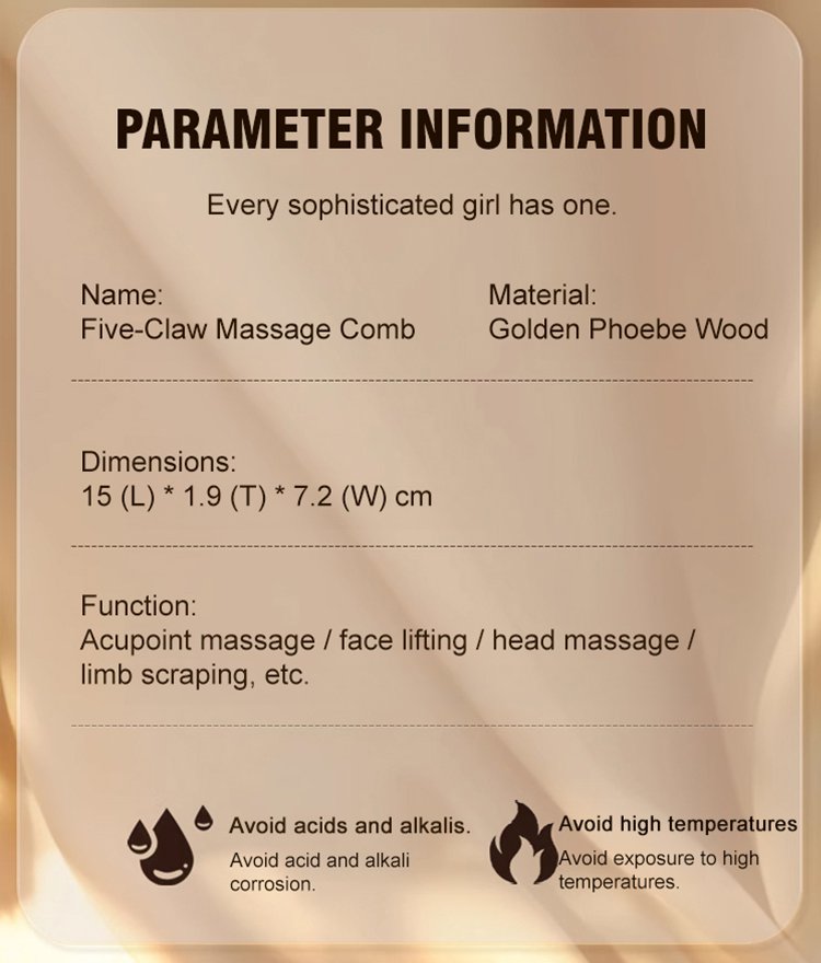 Golden Sandalwood Six-Claw Meridian Massage Comb