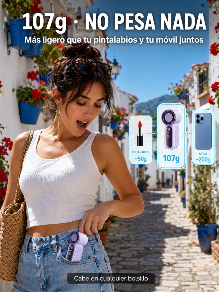 【-16°C de Diferencia】Aire Acondicionado de Bolsillo | Ventilador Portátil con Tecnología de Vórtice
