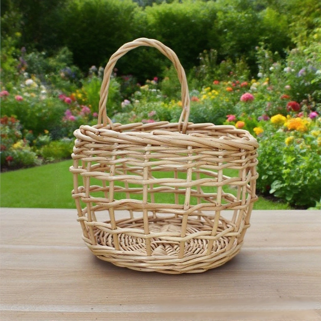 등나무 엮기 벽걸이 생강마늘 수납 광주리