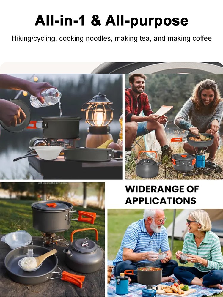 Portable Zusammenklappbares Aluminium-Kochgeschirr-Set