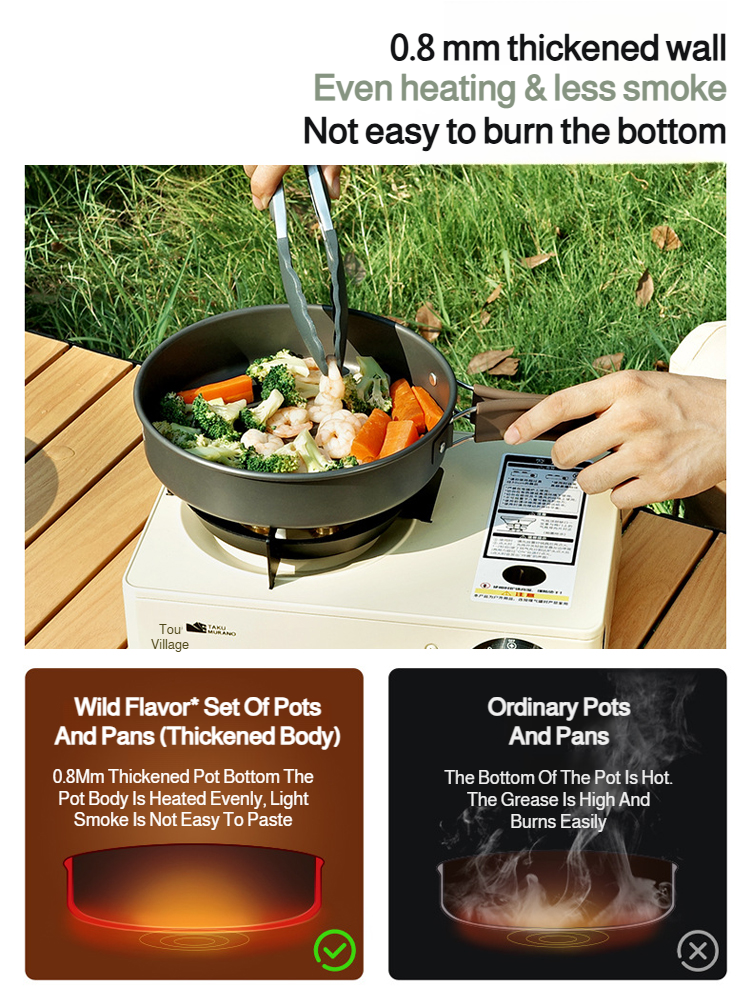 Portable Zusammenklappbares Aluminium-Kochgeschirr-Set