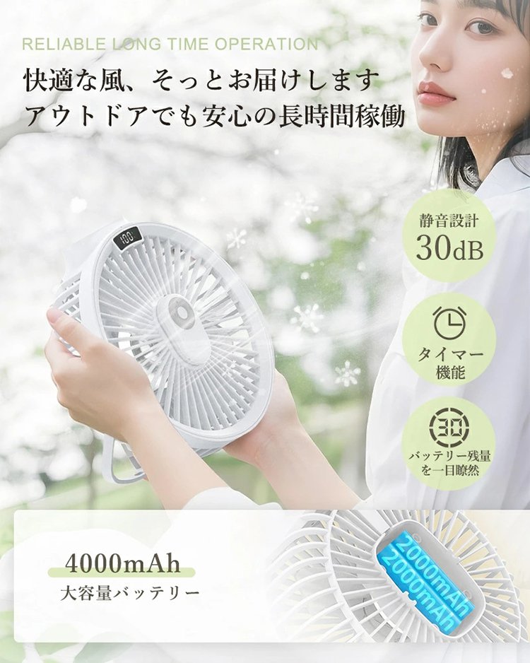 【TikTokで話題沸騰！】車載・多機能マルチミニ扇風機 — 圧倒的強風（マグネット磁気リモコン・LEDライト付き・Type-C充電式）車内・キッチン・アウトドアの熱中症対策に！