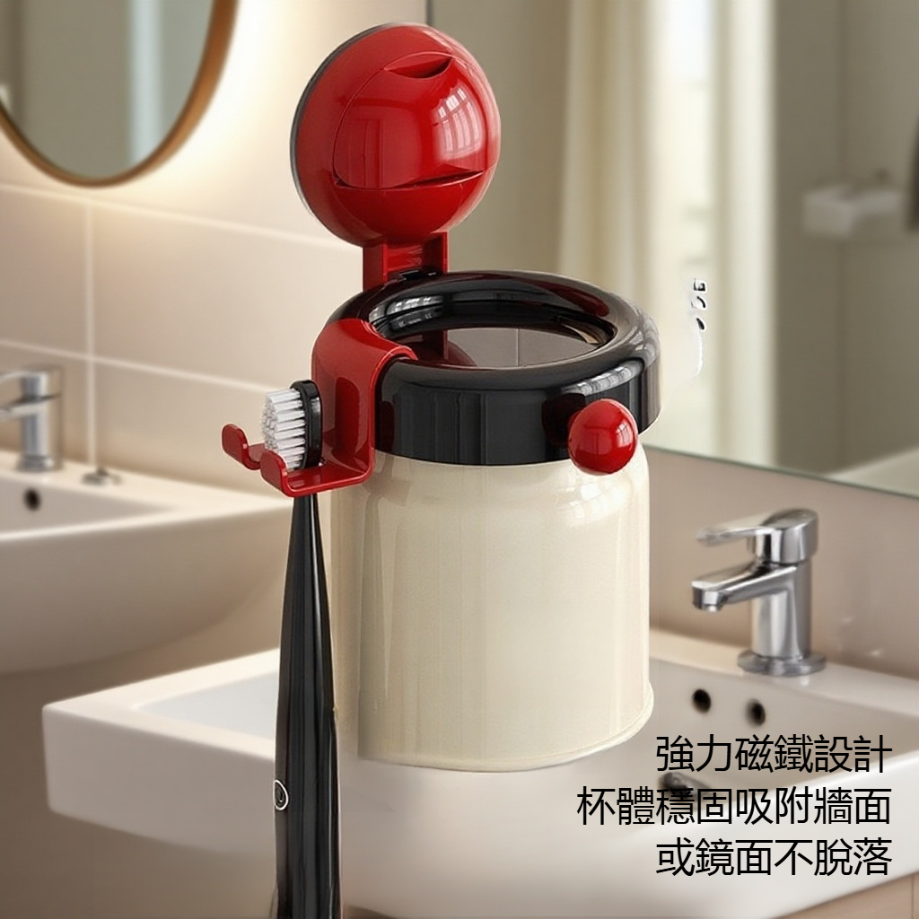 衛浴掛牆式磁吸牙刷杯