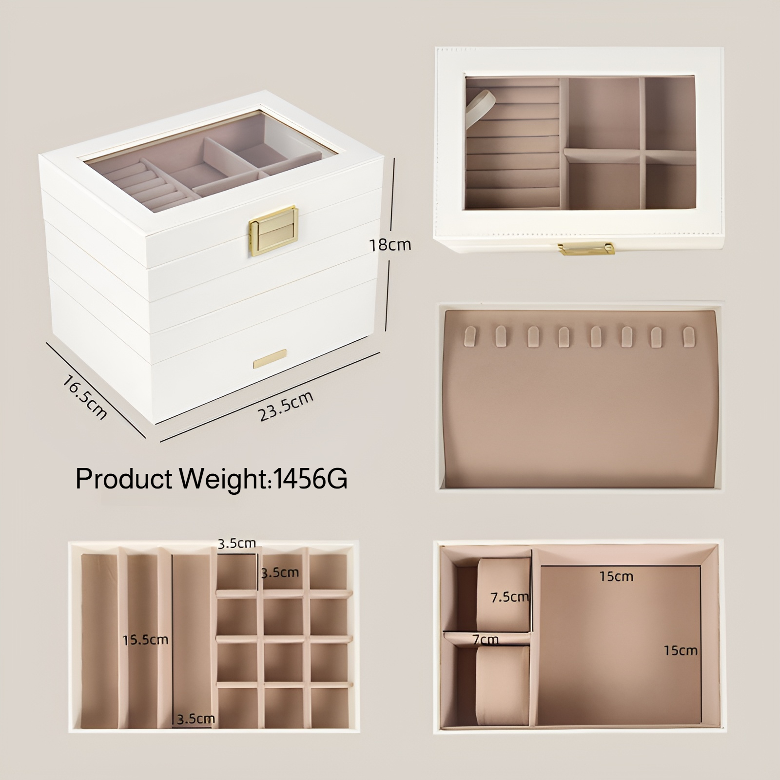 Elegant jewelry box with multiple compartments