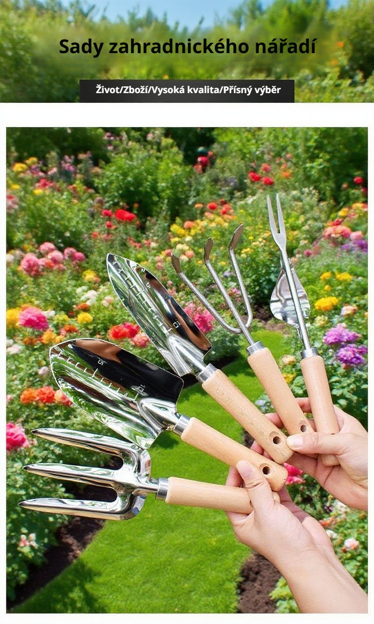 Detail zahradní lopatky s ergonomickou rukojetí