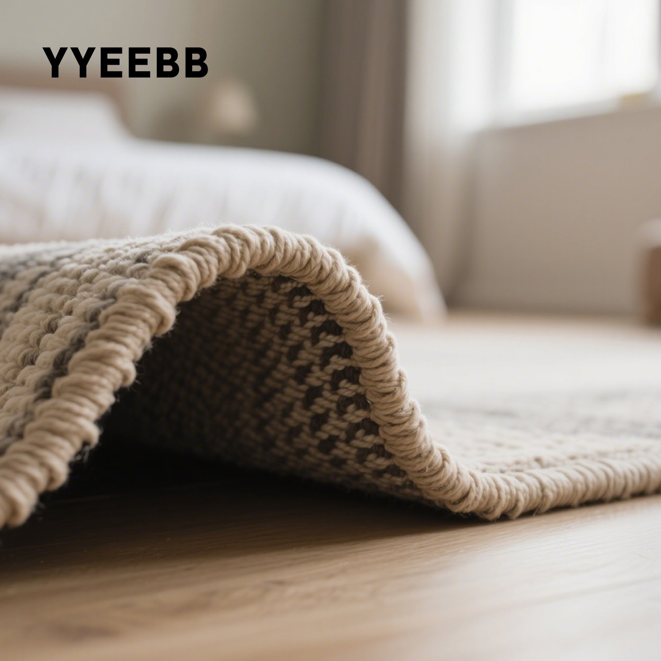 Dywan w odcieniach ziemi do salonu na drewnianej podłodze