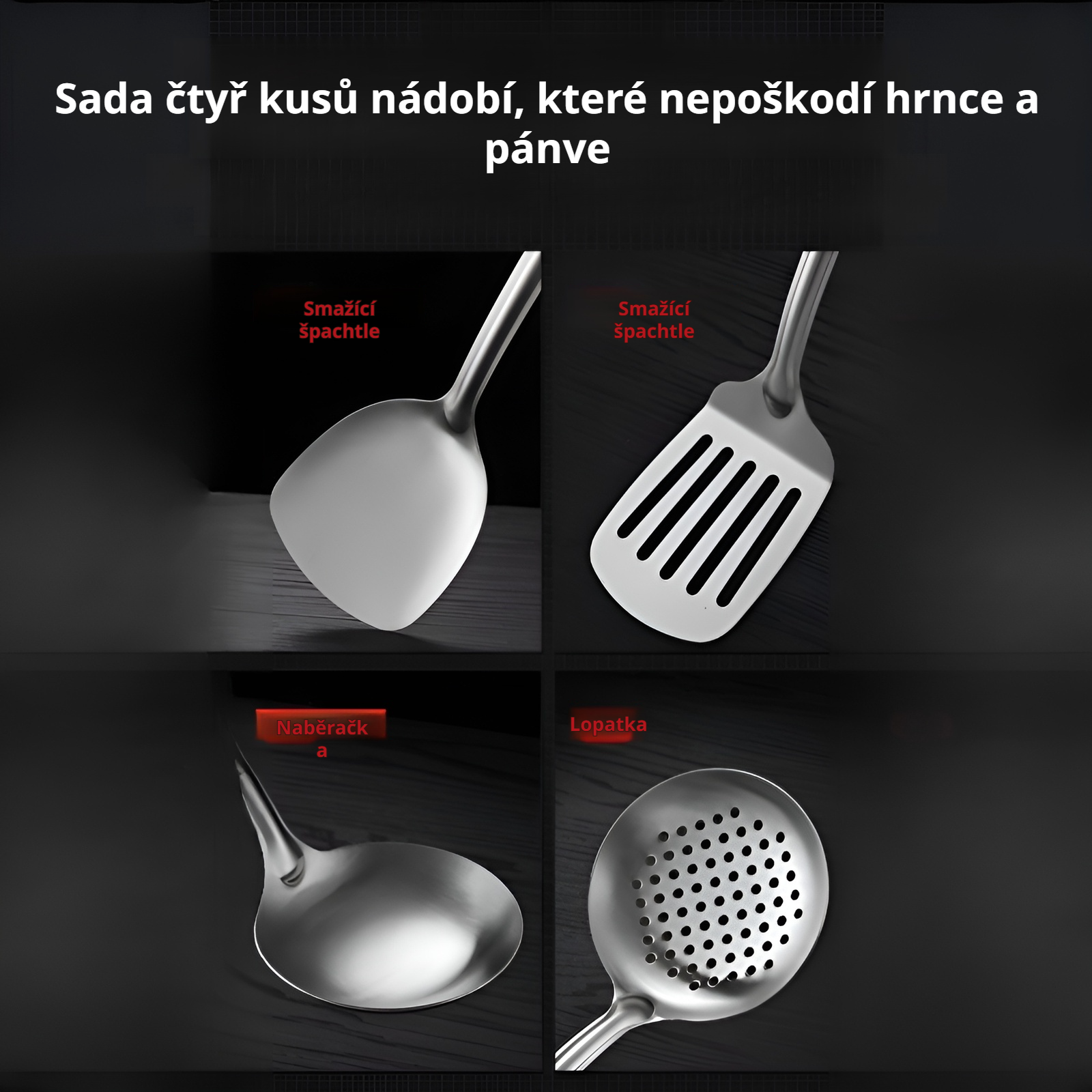 Moderní kuchyňská lopatka s prodlouženou rukojetí