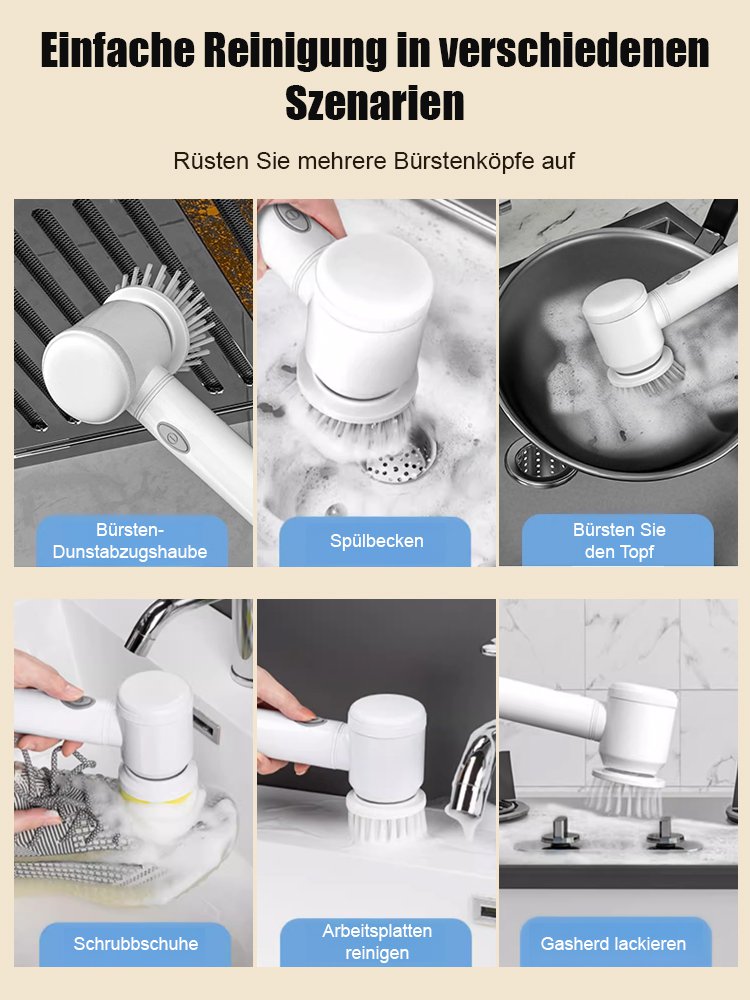 【10-teiliges Set】Multifunktionale elektrische Reinigungsbürste
