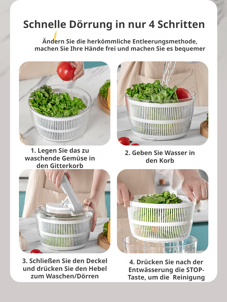Frische Zutaten mit der Wasserschleuder zubereiten