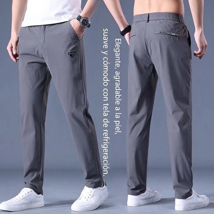 Pantalones rectos elásticos