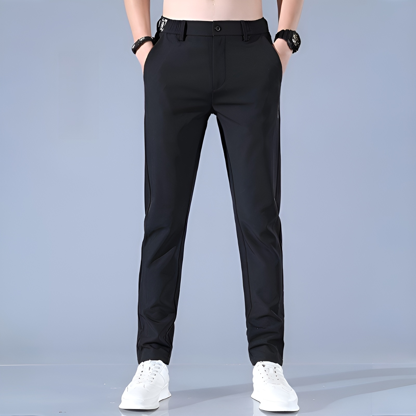 ストレッチ性のあるイージーパンツ詳細