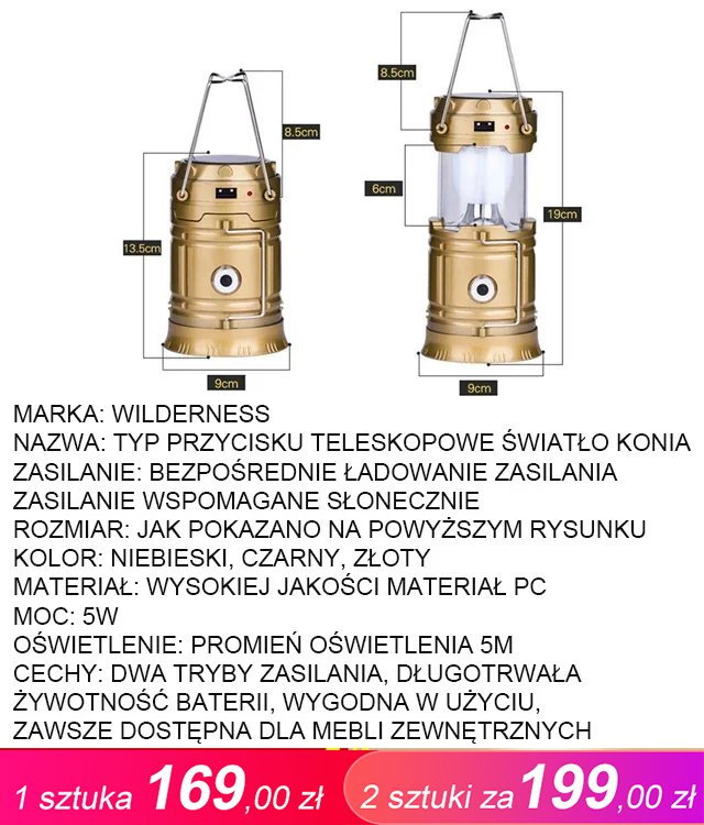Wodoodporna wielofunkcyjna lampa solarna