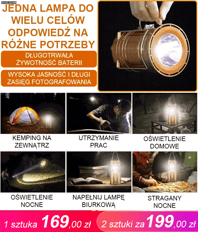 Wodoodporna wielofunkcyjna lampa solarna