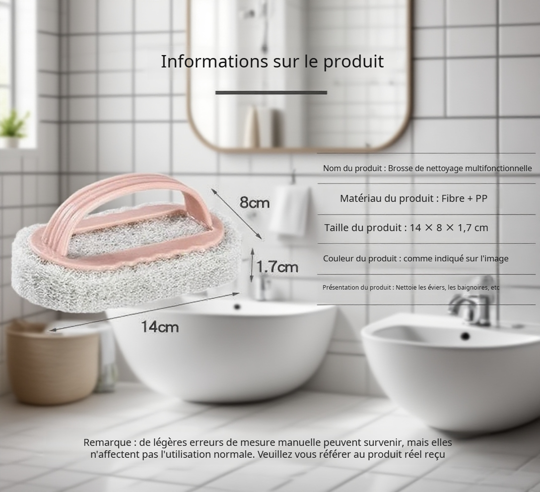 Brosse de décontamination pour baignoire et lavabo
