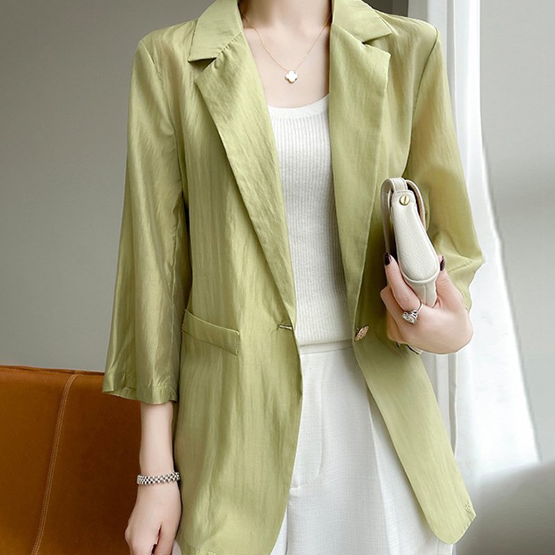 7分袖綿麻テーラードジャケット