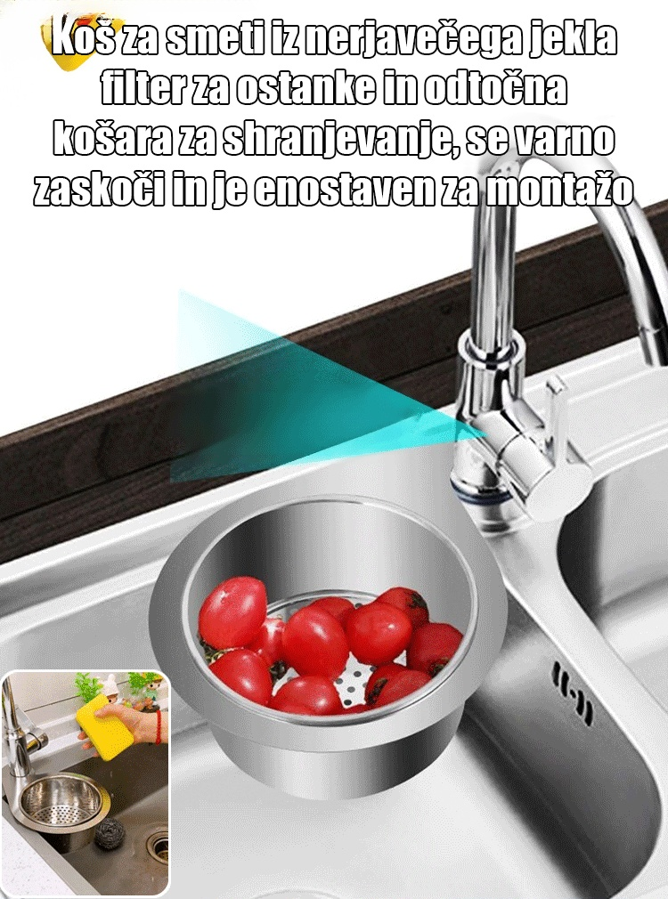 Odtočna košara iz nerjavečega jekla 304