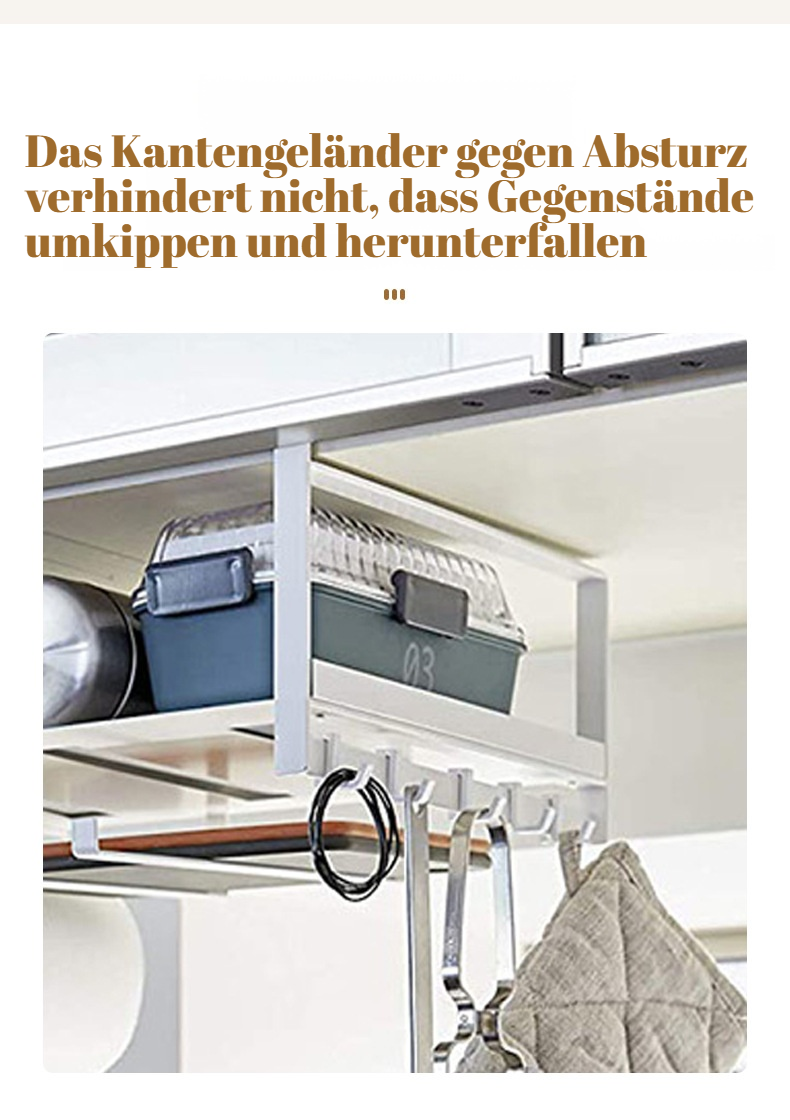 Modernes, einfaches, stanzfreies Hängeregal mit japanischen Haken für Küchenschränke, Multifunktions
