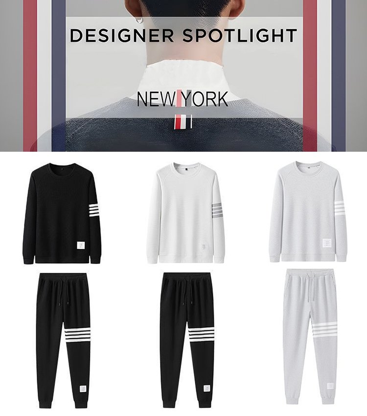 남성용 단색 맨투맨 세트