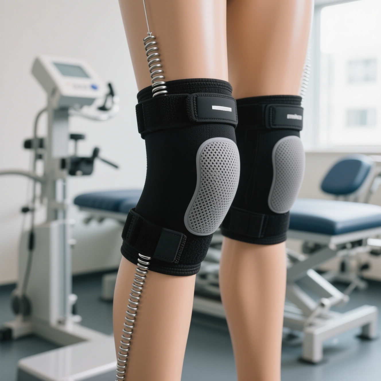 【ปลอกหุ้มเข่าสำหรับเล่นกีฬาระดับมืออาชีพ】ปลอกหุ้มเข่าสปริงซิลิโคนดูดซับแรงกระแทก