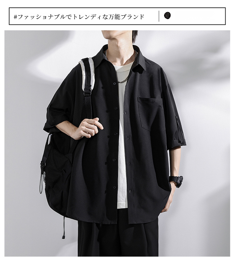 アイスドレープファッションシャツ 夏用薄手半袖カジュアルデザイン