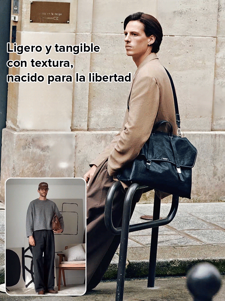 [Cada bolso es cosido a mano por artesanos durante 8 horas] Maletín portátil de cuero vintage