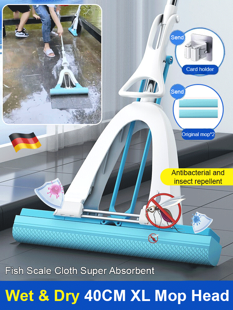 [Whale Swallowing Water Absorbent Mop for Wet and Dry Use] Fish Scale Absorbent Mop