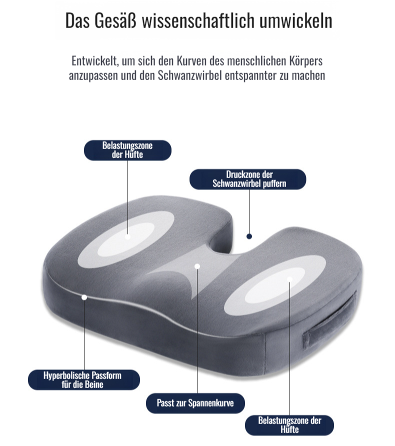 Sitzkissen, Büro, Sitzstuhl, Hocker, Studentenkissen, Memory-Schaum-Sitzkissen, atmungsaktives Furzk