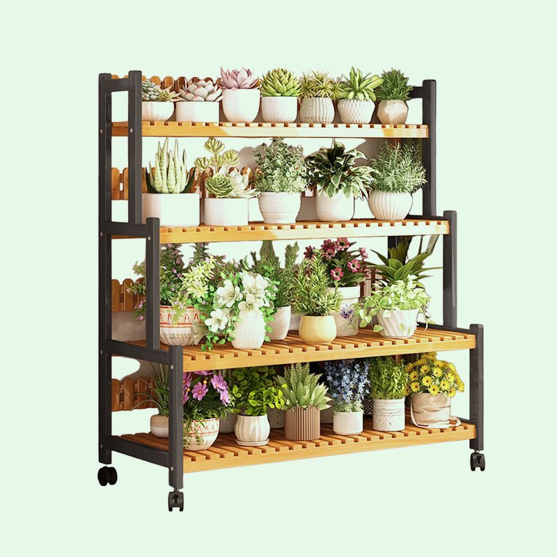 Movable indoor flower pot rack