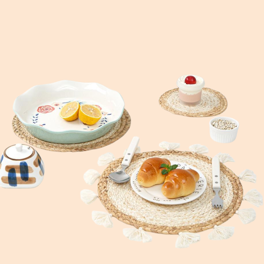 일식 왕골 옥수수 껍질 호리병박 테이블 매트