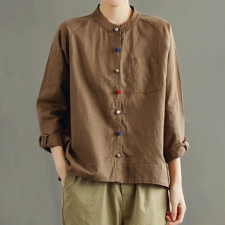 베이직 무지 면마 셔츠