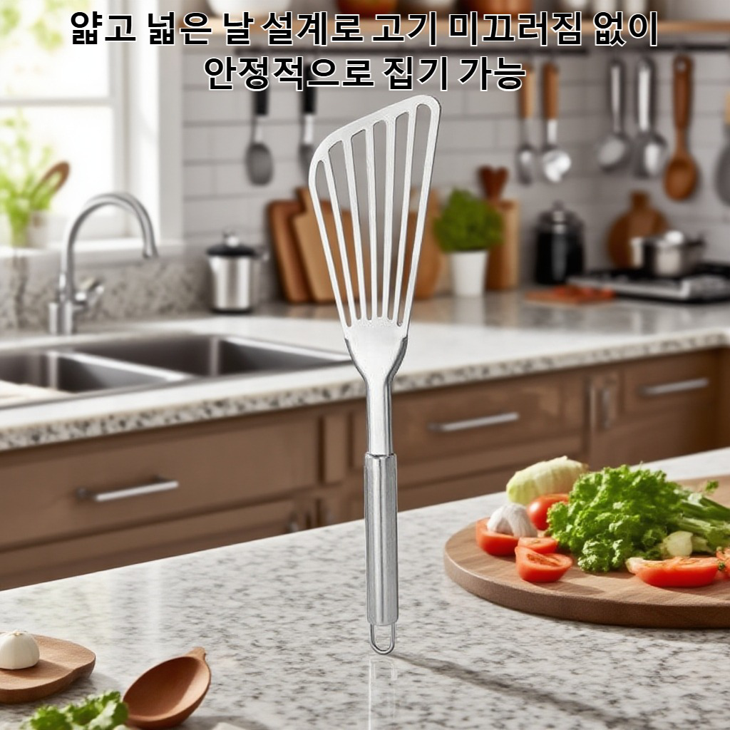 스테인리스 생선 튀김 주걱 전체 모습
