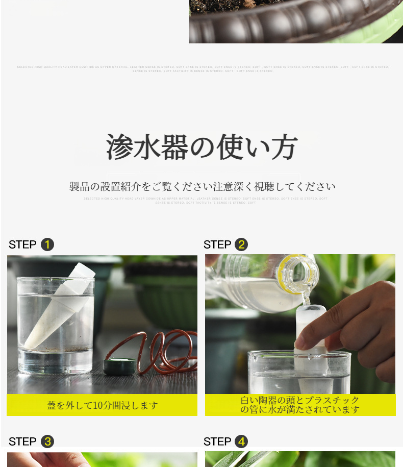 自動点滴灌漑器で健康に育つ植物