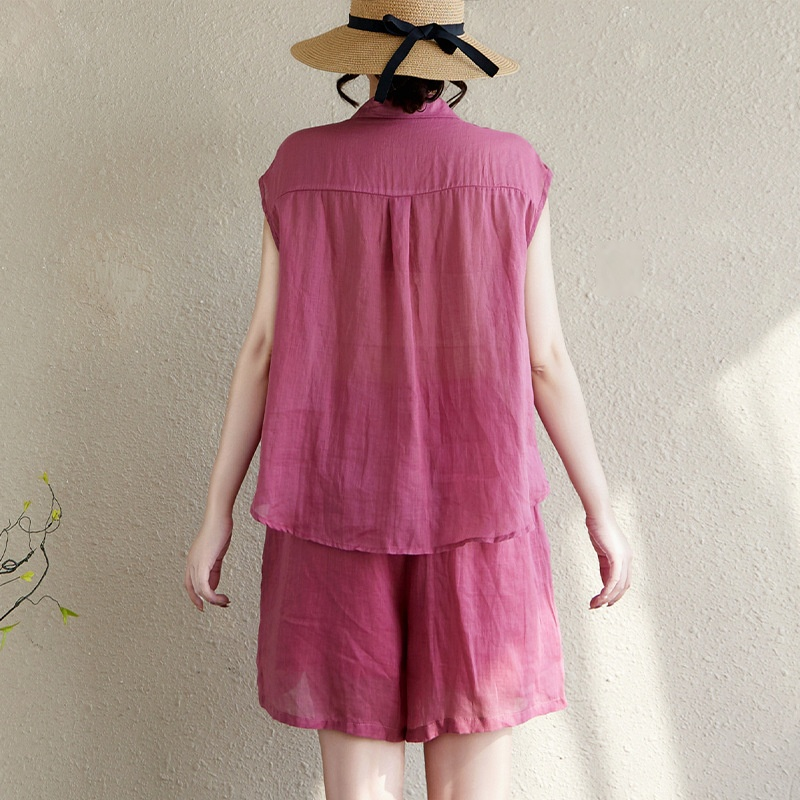 트렌디한 터틀넥 반팔 세트