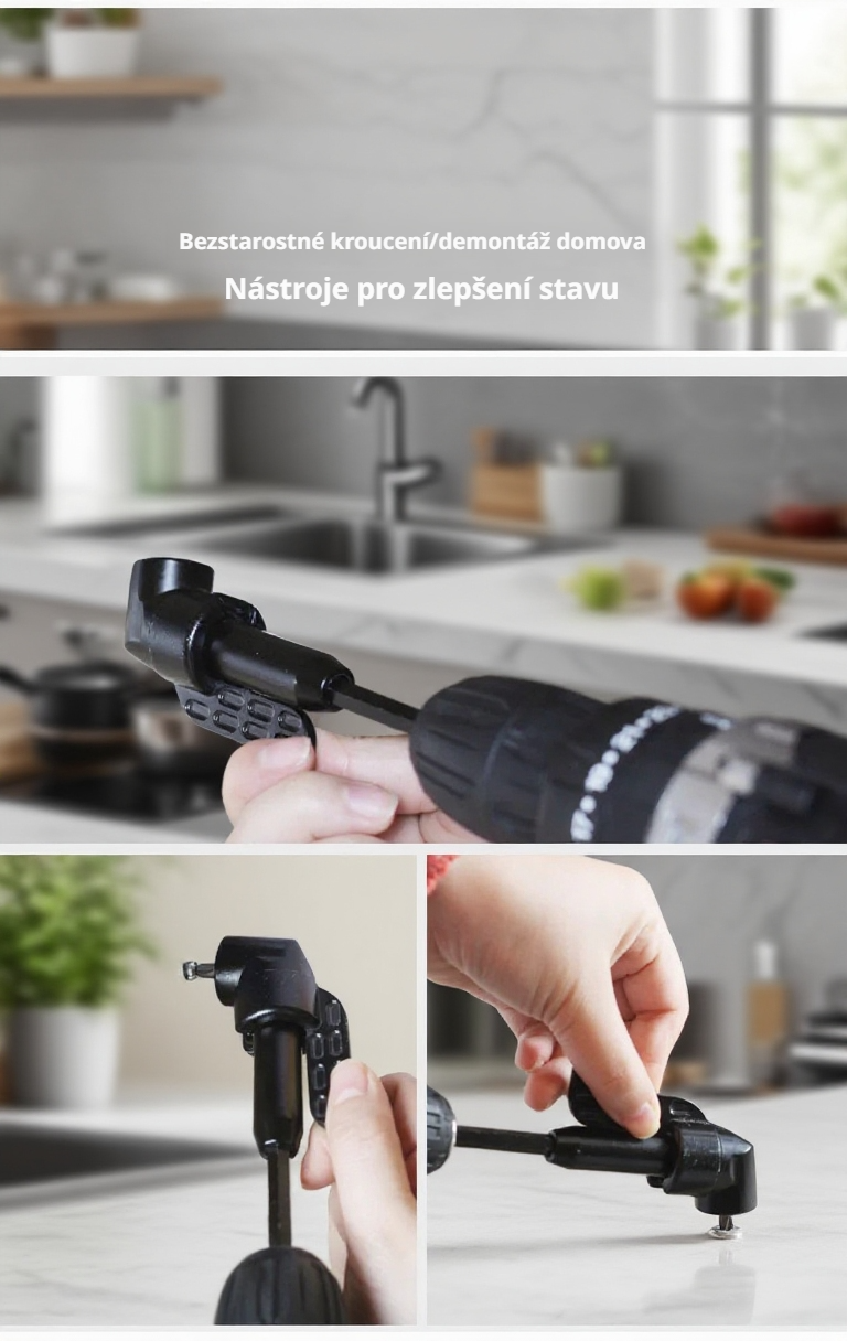 Ukázka použití úhlového adaptéru na šroubováku