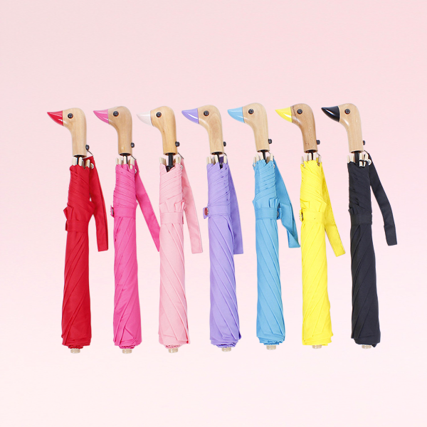 ร่มพับด้ามหัวเป็ดโลโก้ที่กำหนดเอง ร่มพับอัตโนมัติ