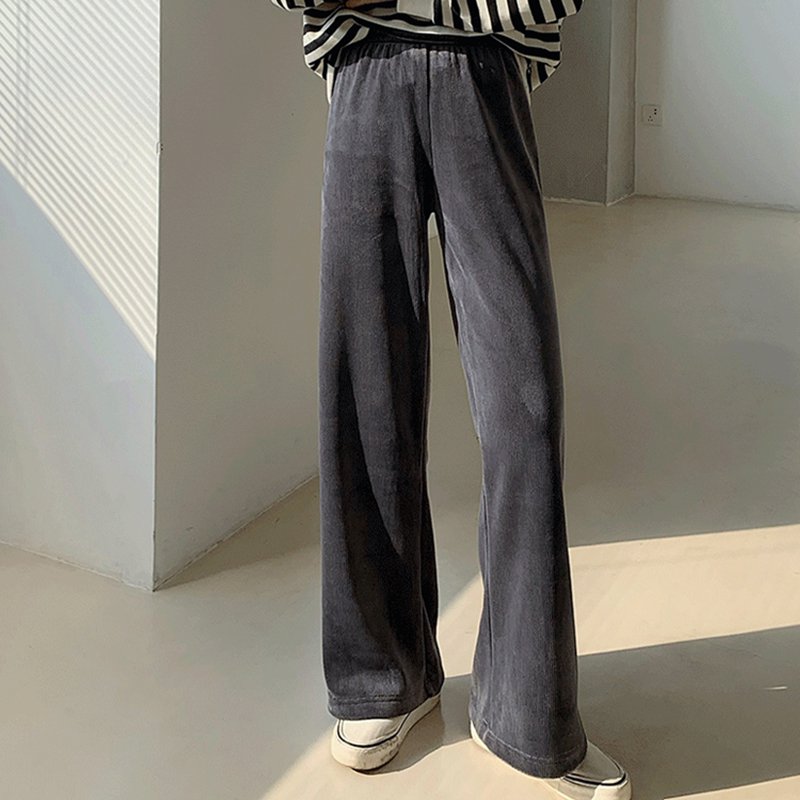 กางเกงขากว้างผ้าเชนิลล์ผู้หญิง