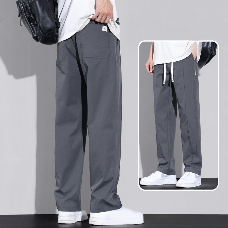 남자 여름 링클프리 아이스 드롭 와이드 일자 캐주얼 팬츠 와이드 슬림 와이드 팬츠