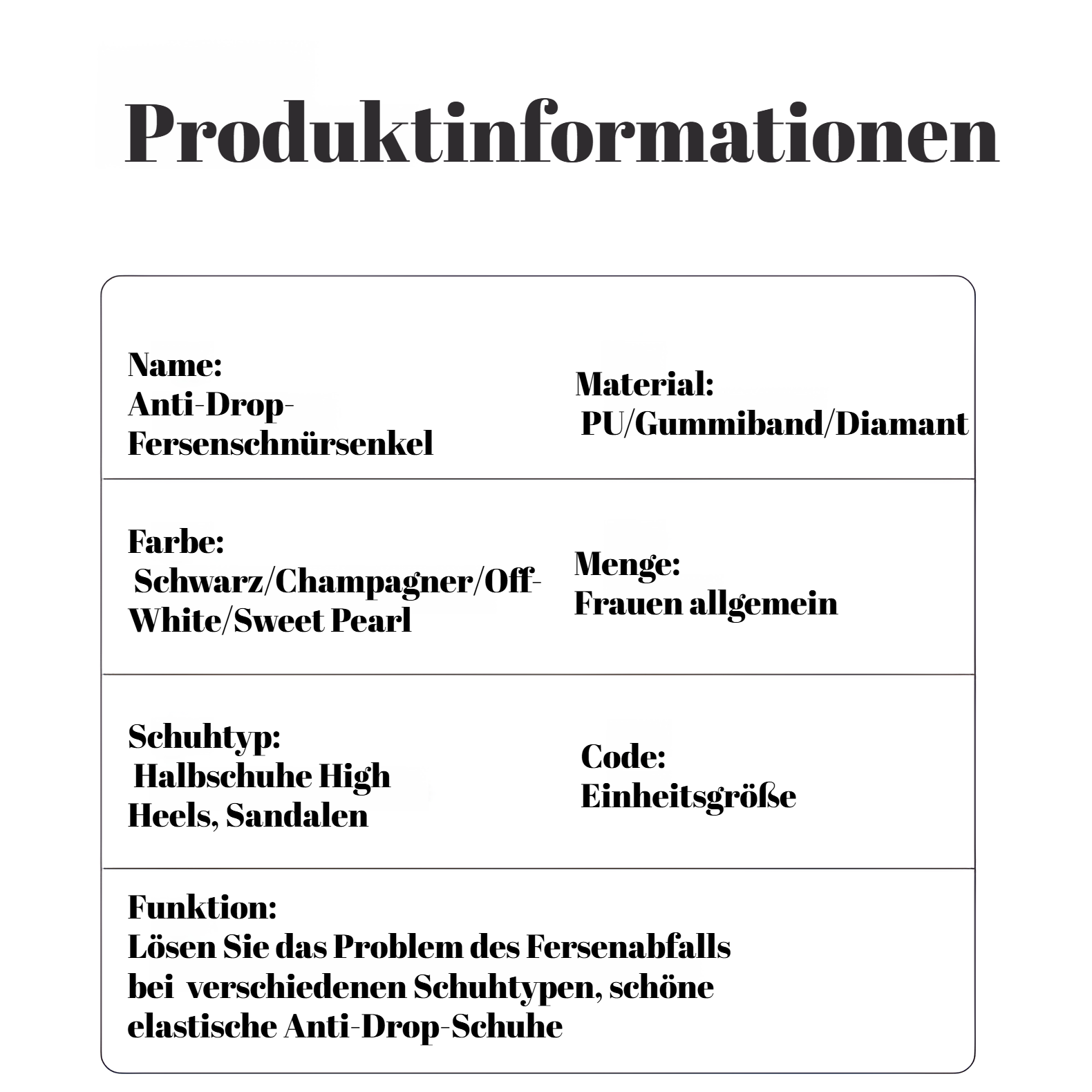 Schnürsenkel für High Heels, um zu verhindern, dass die Absätze herunterfallen,  Schnürsenkel, die n