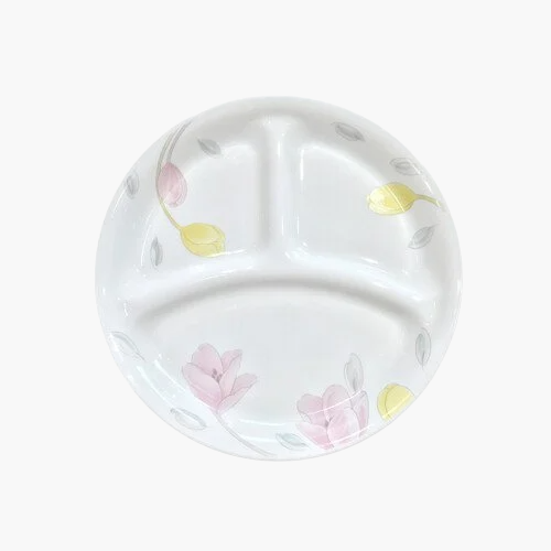 High-value ceramic three-grid plate